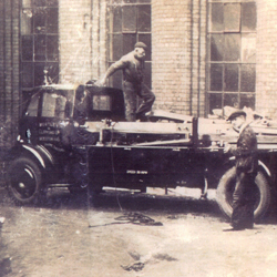 a machine being installed in the 1940s